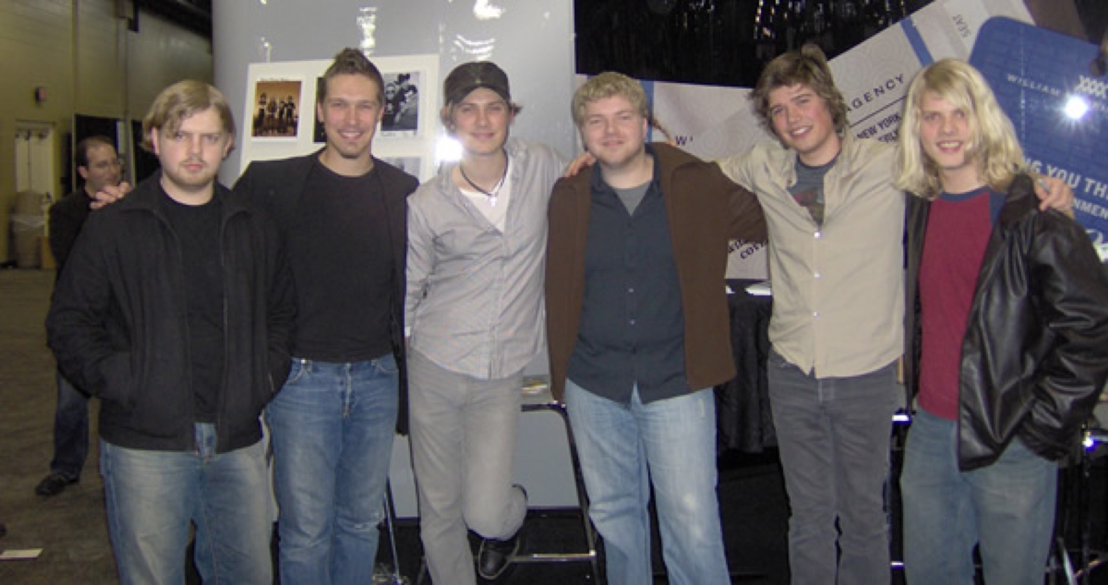 Three brothers meet three brothers: the Reddings with Hanson, at the William Morris Agency booth