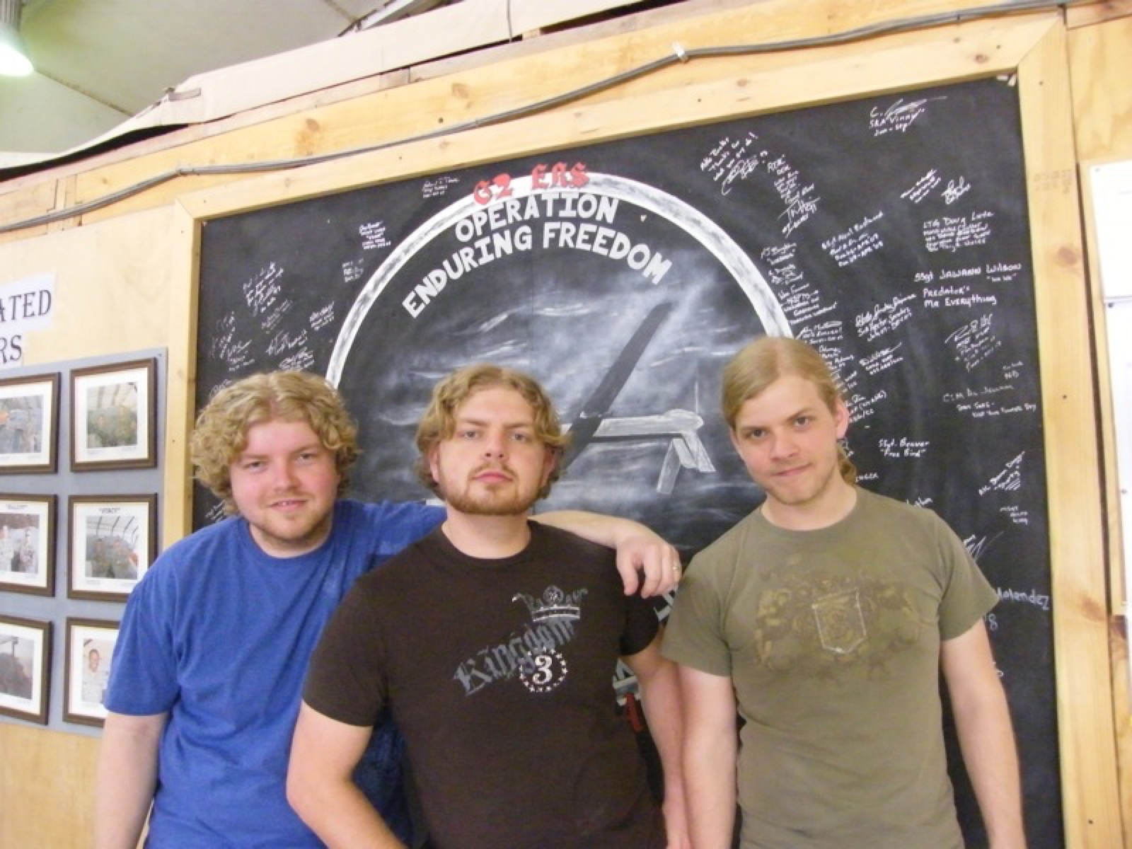 The brothers at the Operation Enduring Freedom signing wall, Kandahar Airfield